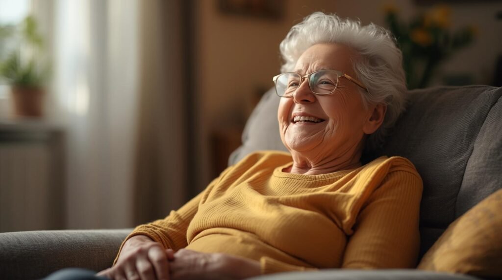 personne âgée respectée, sereine et épanouie à son domicile