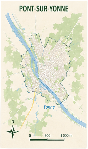 carte secteur Pont-sur-Yonne