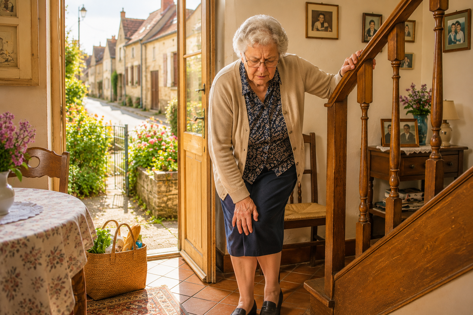 Dame âgée seule dans son village du bassin de Pont-sur-Yonne